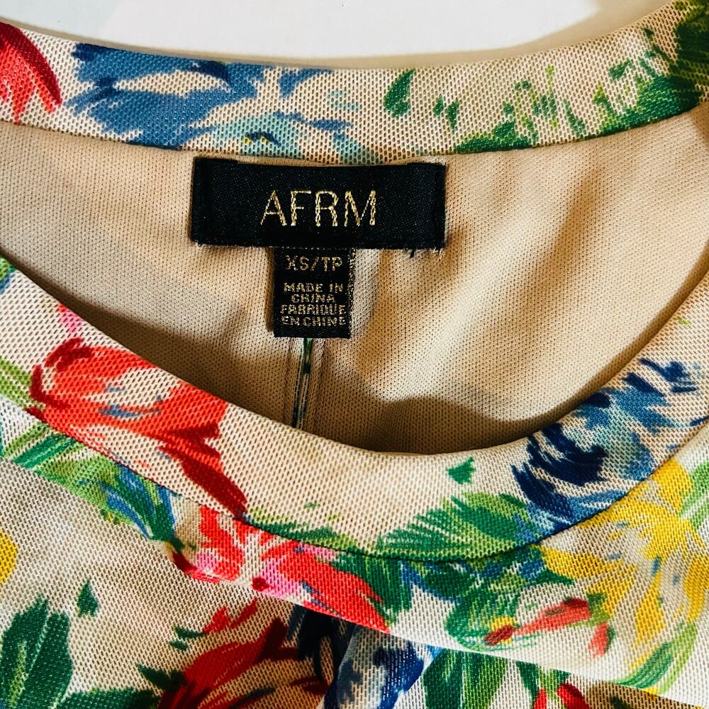 AFRM Mesh Floral Long Sleeve Dress Size XS Multicolor - Picture 5 of 8